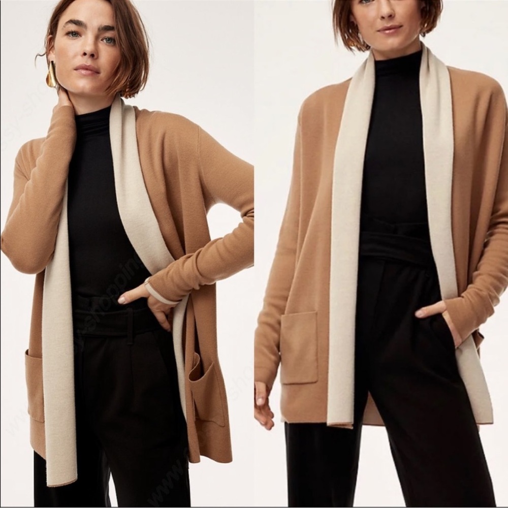 Babaton Tan and Cream Cardigan